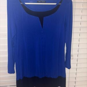 Cable & Gauge Royal Blue and Black Long Sleeve Top